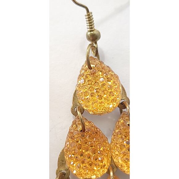 Vintage Golden Textured Drop Earrings - Picture 8 of 10